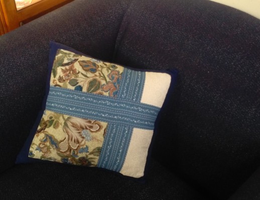 A cushion - designed to match the lounge here. It took me months to slipstitch the opening shut.